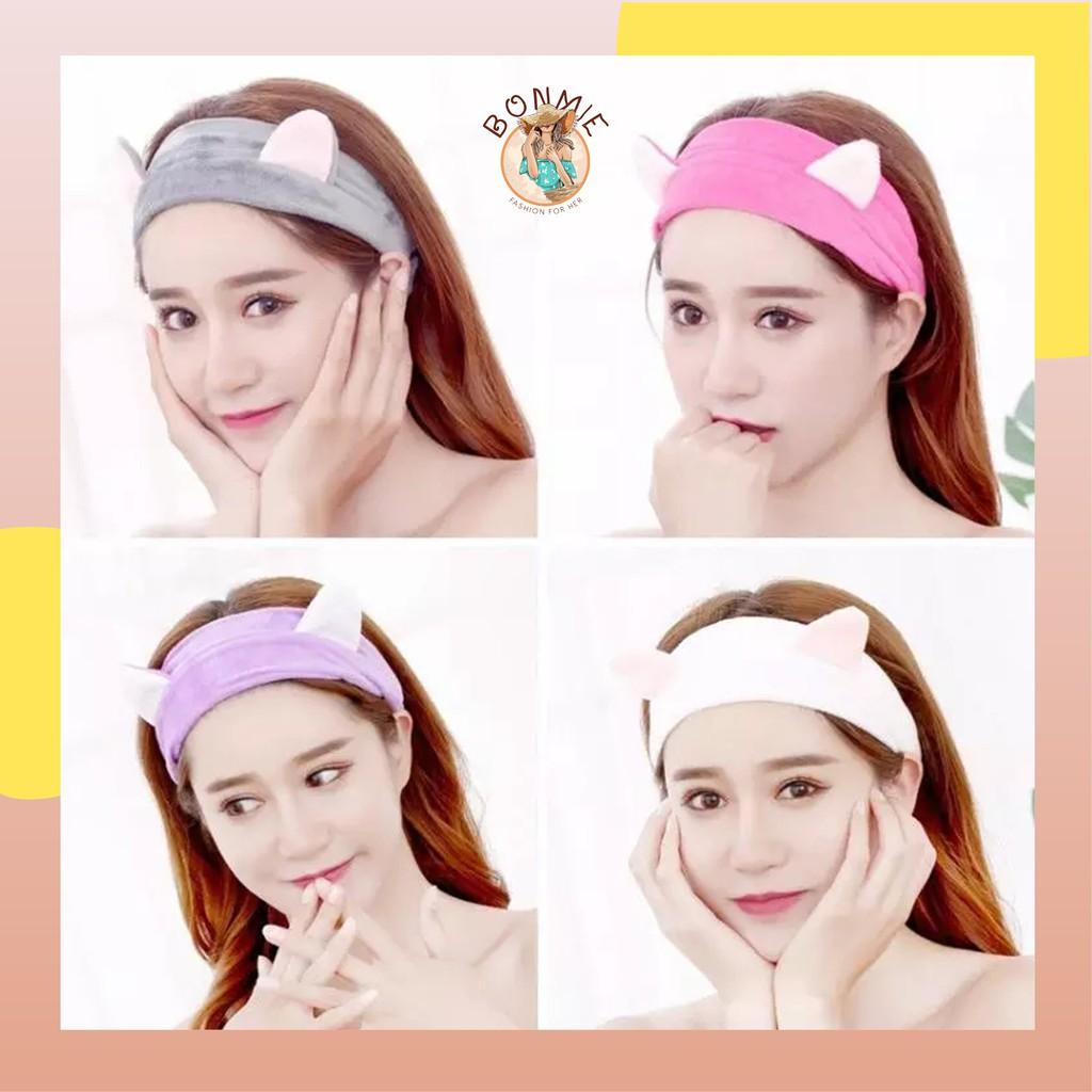 Băng đô bờm tóc rửa mặt tai mèo cute hàn quốc , Băng đô đầu giá rẻ dễ thương; S02 - BONMIE