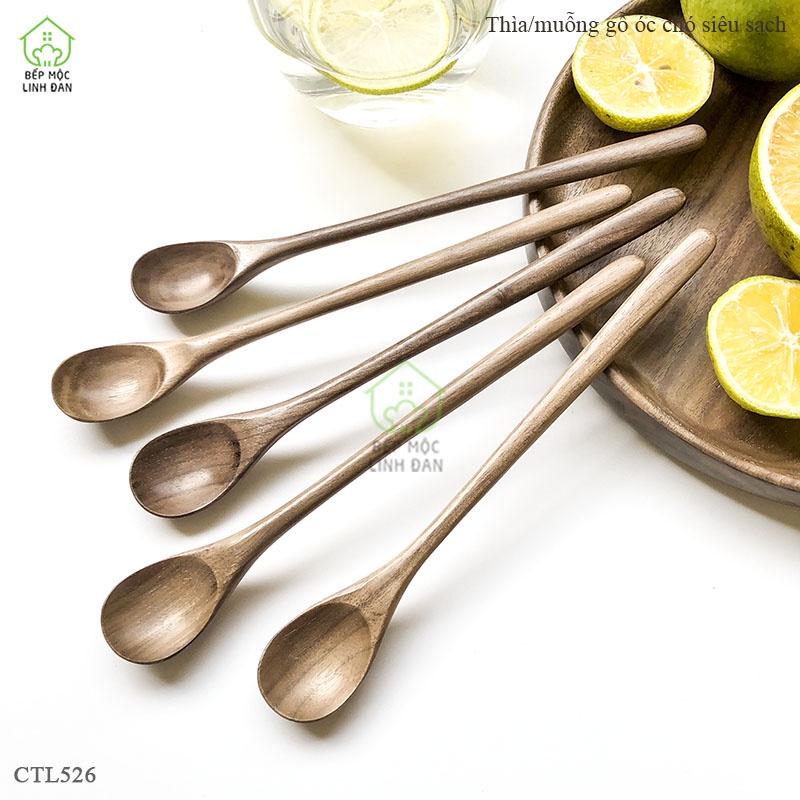 Muỗng/Thìa gỗ Óc Chó nhỏ chuôi / cán dài - thìa cafe/ sinh tố