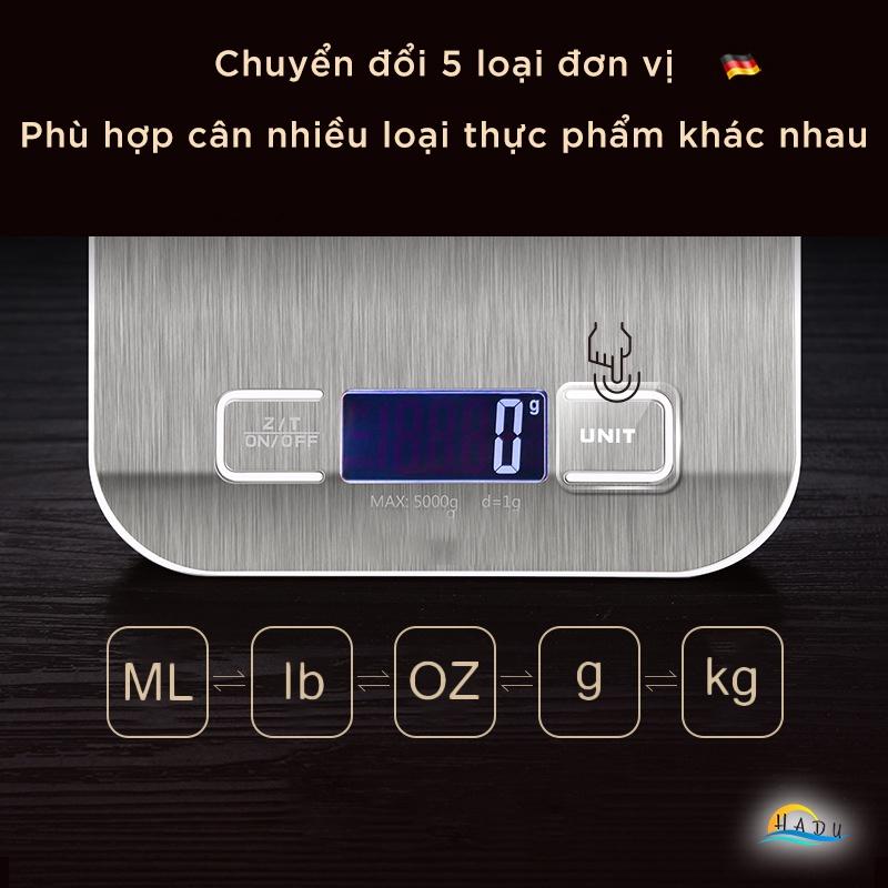 Cân Tiểu Ly Điện Tử Nhà Bếp Mini 5kg 1g Cao Cấp Inox 304 Đạt Chất Lượng Đức