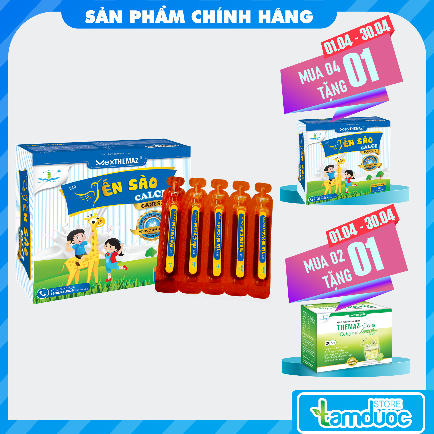 Siro Yến Sào Calci Canest (20 ống) - Hỗ Trợ Phát Triển Chiều Cao Cho Trẻ, Giúp Chắc Xương, Răng Chắc Khỏe, Bồi Bổ Cơ Thể.