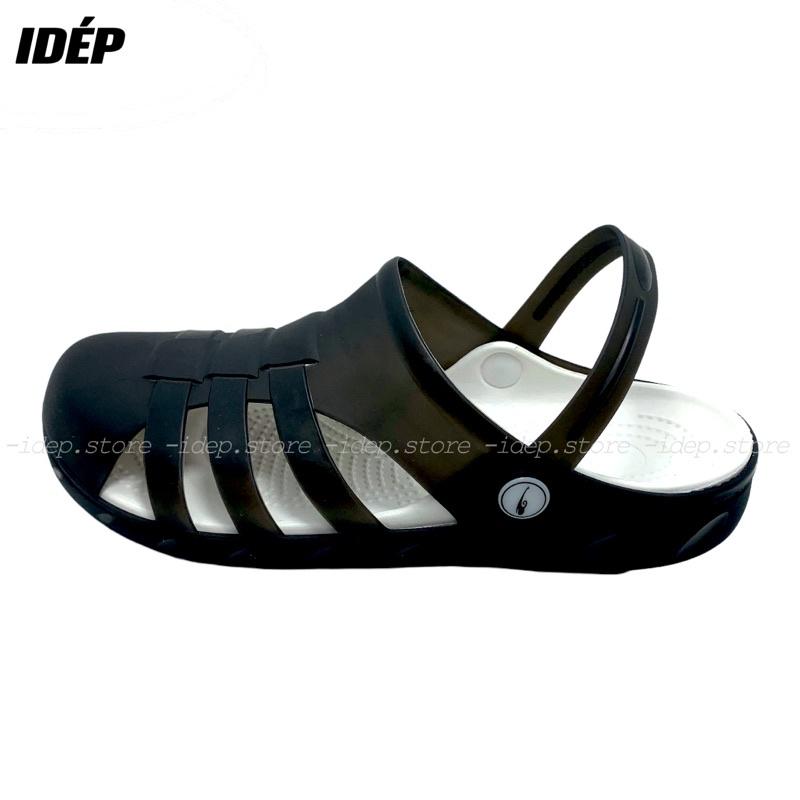 Sandal chiến binh - Giày sục nhựa dẻo 3 sọc cao cấp đi mưa bít mũi nữ iDÉP - GL043