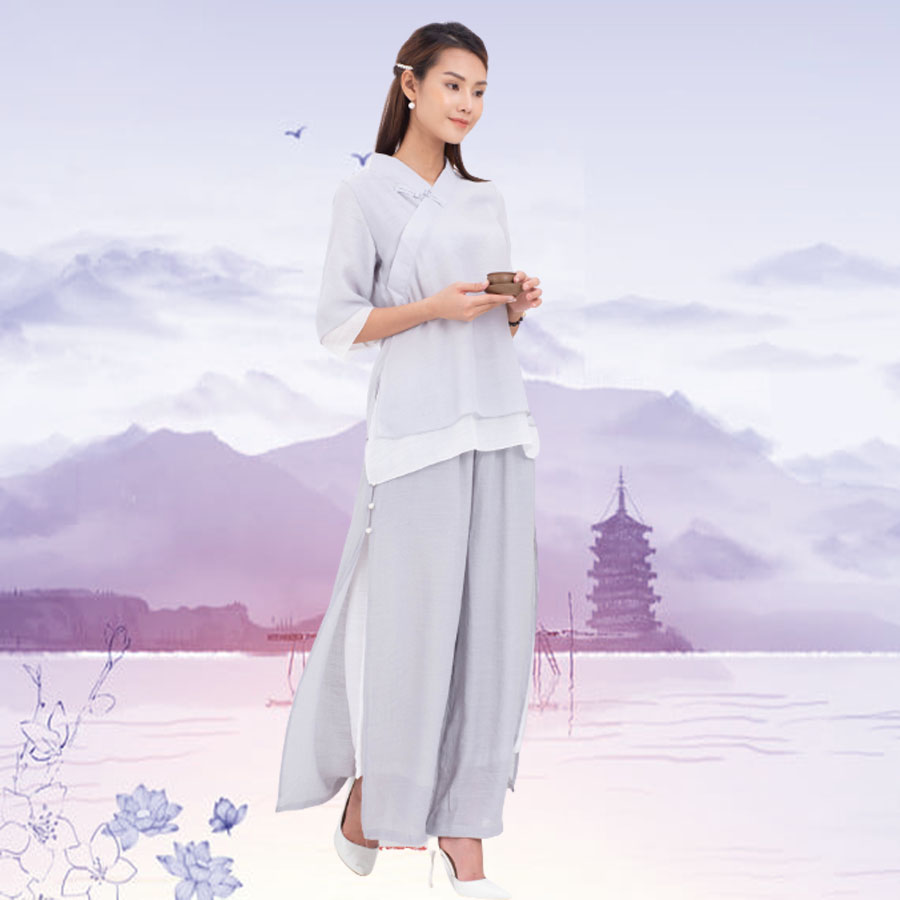 Quần áo đi lễ chùa, ngồi thiền, tập yoga dưỡng sinh - Bộ Cánh Hạc Giao Duyên