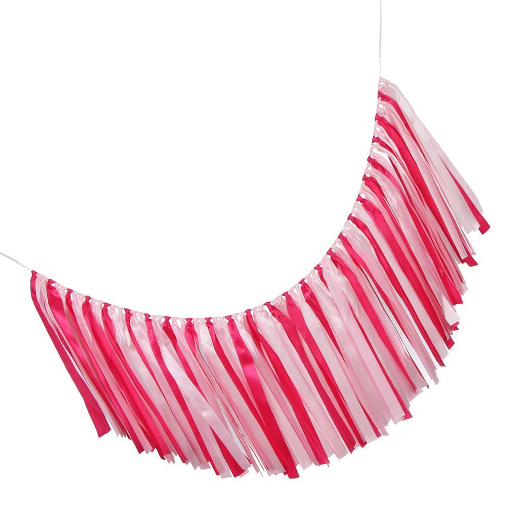 Wedding Satin Ribbon Bunting Banner Tassel Garland Wedding Decor