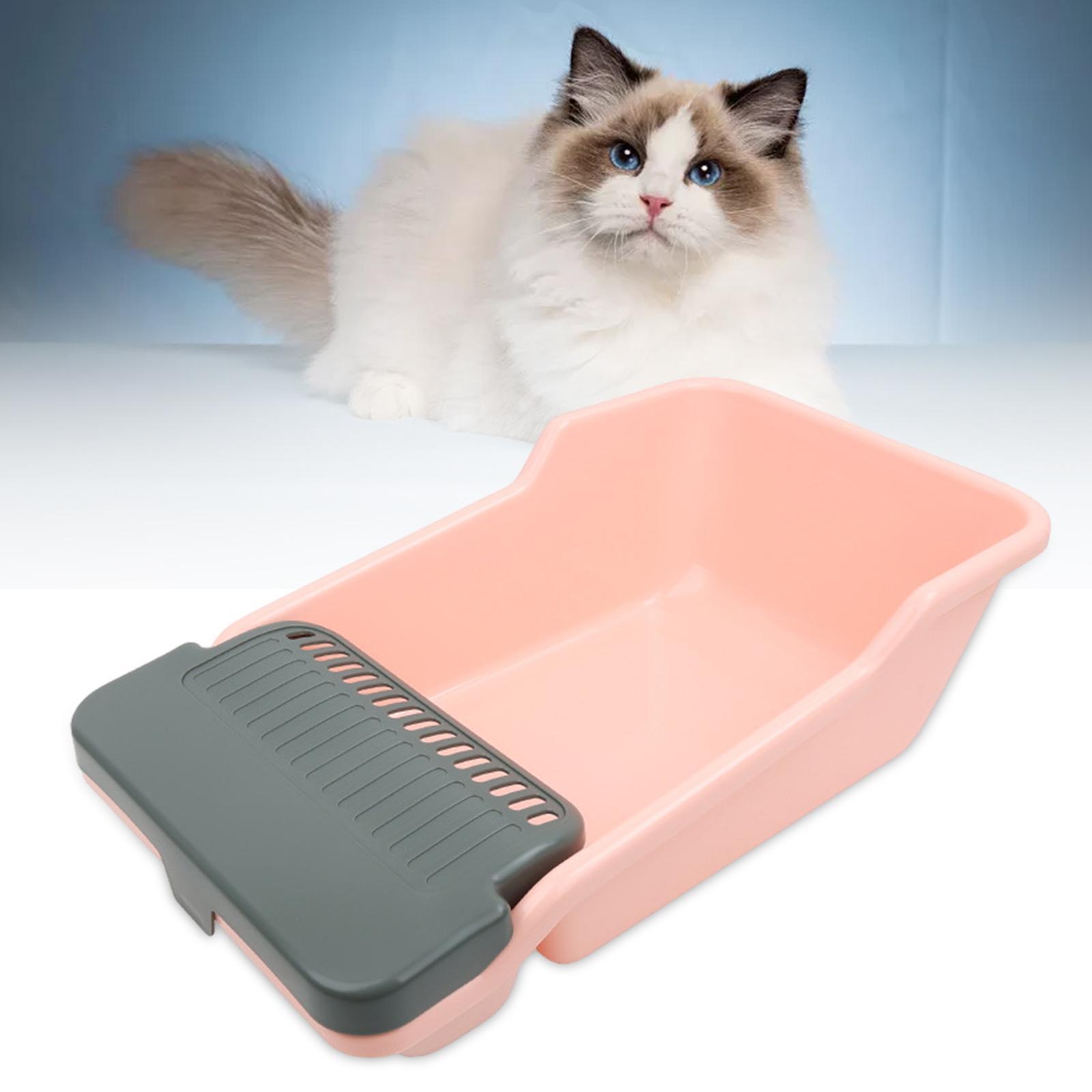 Cat Litter Box Kitten Litter Pan Cat Litter Basin Cat Potty Toilet Large Capacity Heighten Large Space Bedpan for Small Pets Pet Litter Tray