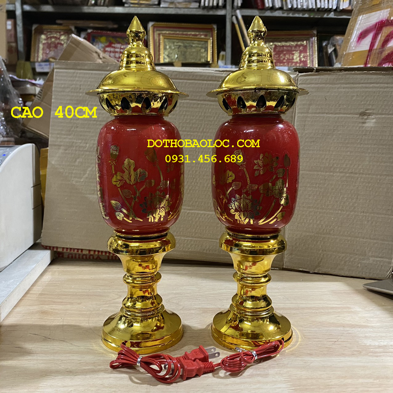 Đèn thờ phú quý cao 40cm ngang 13cm