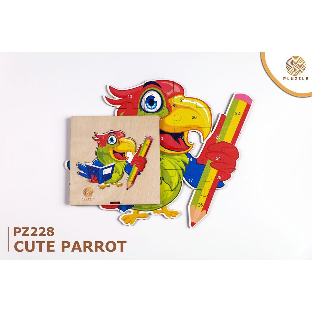 PLUZZLE Bộ xếp hình gỗ thông minh puzzle đồ chơi ghép hình – Hình con Vẹt – PZ229