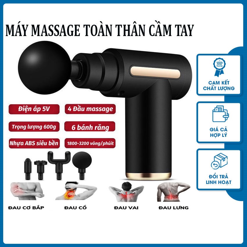 Máy Mát Xa Cầm Tay , Massage Cổ Vai Gáy 4 Đầu 6 Cấp Độ Chuyên Sâu Giảm Đau Cơ