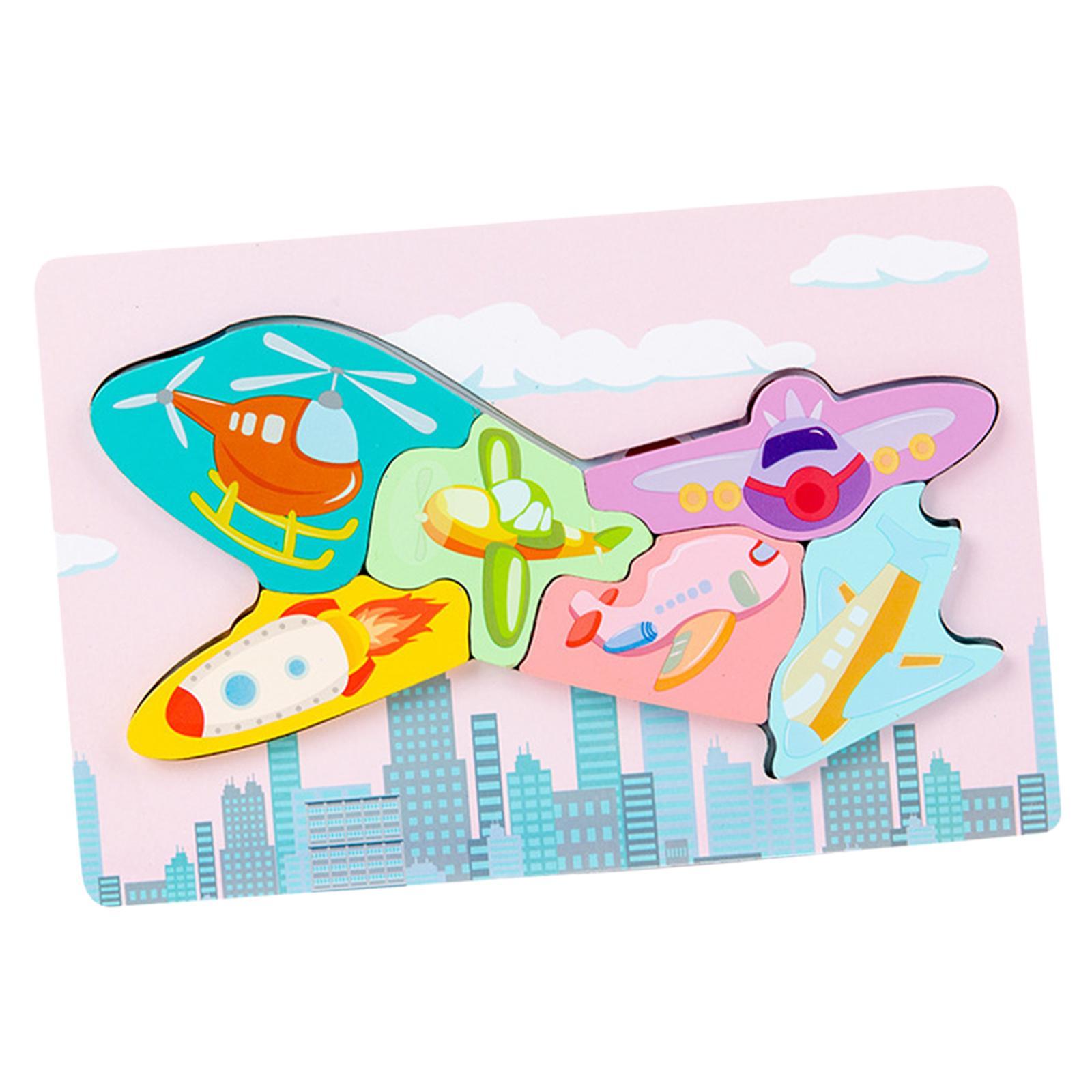 Puzzles Wooden Jigsaw Colors Shapes Cognition Cartoon Boy and Girl