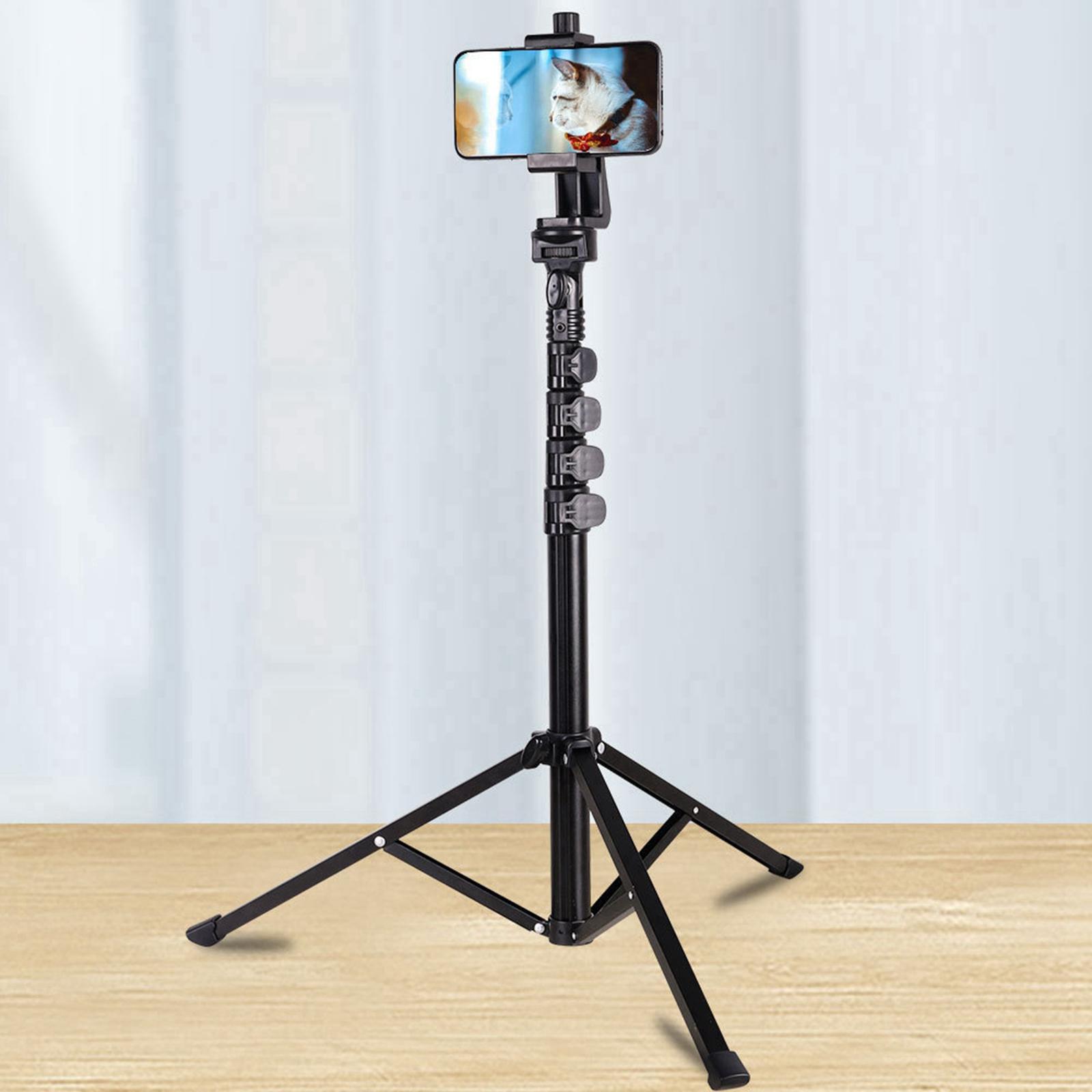 Black Phone Tripod 63 inches Extendable Selfie Stick Tripod Stand Holder