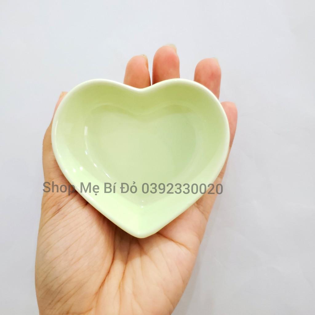 Bát Ăn Dặm Bát Nước Chấm Gốm Sứ Hình Tim Mini Nhiều Màu Sắc