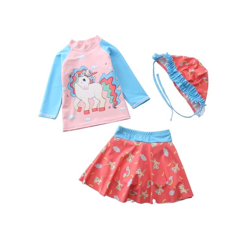Bộ đồ bơi bé gái kẽm mũ hoạt hình ngựa pony