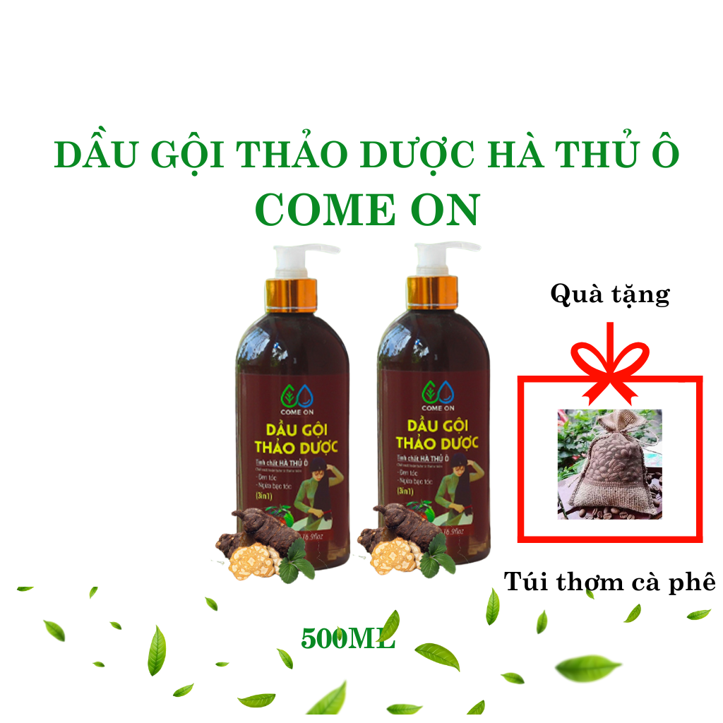 Dầu gội thảo dược hà thủ ô Come on chai 500ml, tặng túi thơm cà phê dầu gội thảo dược dưỡng tóc khỏe, sạch gàu