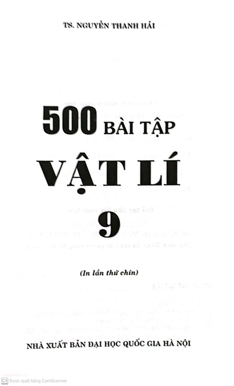 500 Bài Tập Vật Lí 9 ( mới - Tái bản lần thứ chín )