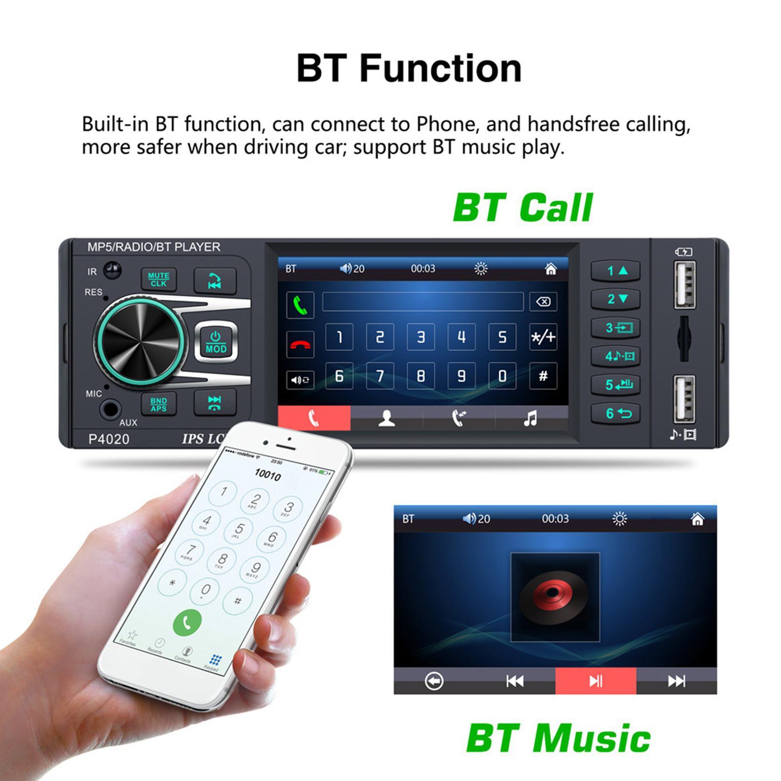 3.8 inch Bluetooth Car Radio 1 Din Rear  Charge MP3 Dual USB Standard
