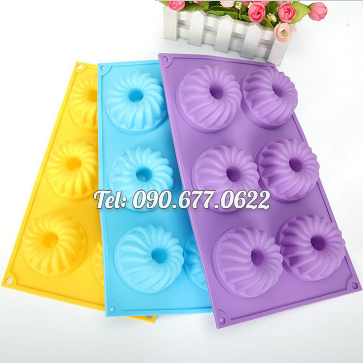 Khuôn silicone làm bánh, rau câu, socola 6 hình xoắn ốc – Mã số 1333