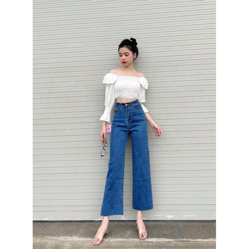 QUẦN JEANS XUÔNG CẠP CAO CO GIÃN SIÊU ĐẸP- hình thật chính chủ