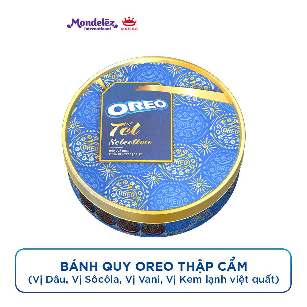 Hộp quà Tết bánh quy OREO, hộp thiếc 331.2g