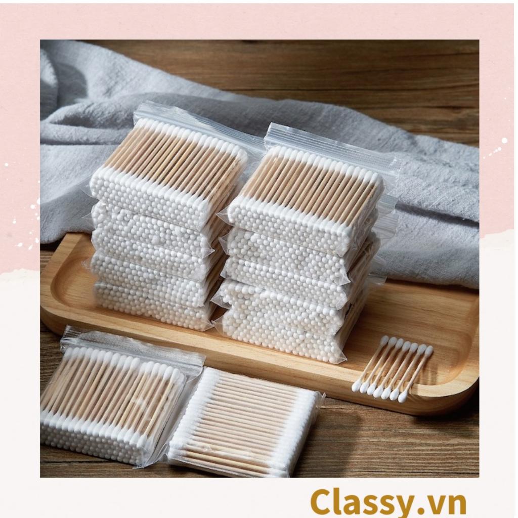 Túi 30 chiếc hoặc 100 chiếc bông tăm thân gỗ  Classy, dùng ngoáy tay, trang điểm, vệ sinh cá nhân PK1294