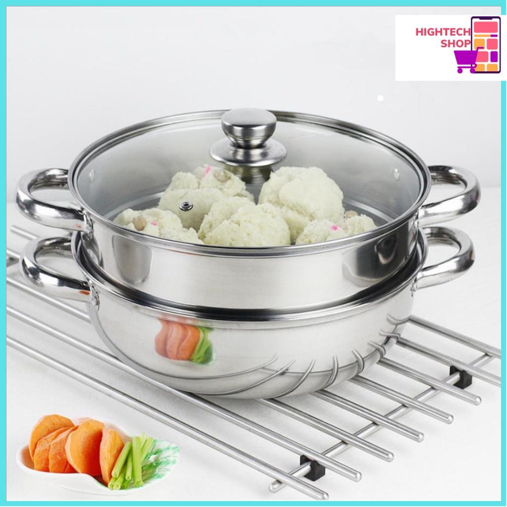 NỒI HẤP XỬNG 2 TẦNG INOX MẶT KÍNH NỒI HẤP BÁNH BAO MẶT KÍNH 28CM