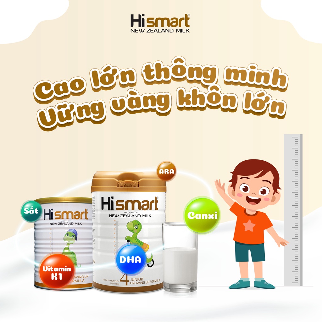 [CHÍNH HÃNG] Sữa bột Hismart số 2_800g - Cho bé từ 6-12 tháng tuổi - xuất xứ 100% New Zeland