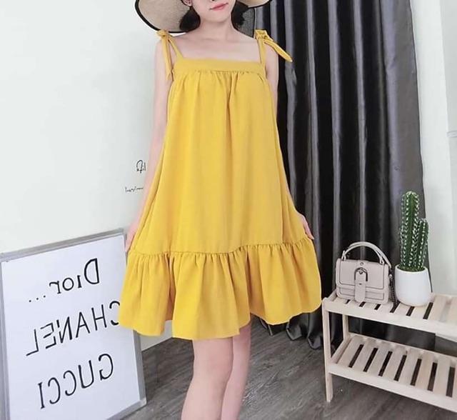 Váy đầm bầu 2 dây dễ thương mặc cực mát 40-68kg