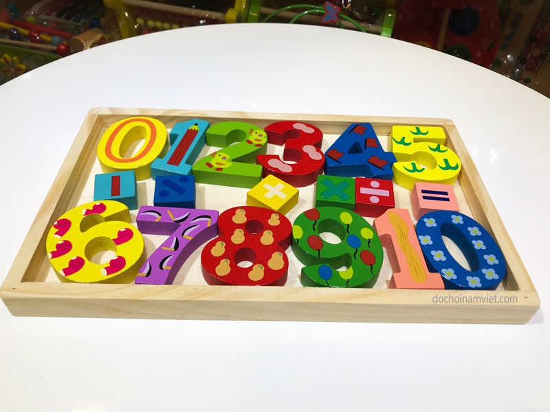 Hộp bảng học số 3D có in hình độc đáo đồ chơi gỗ cho bé