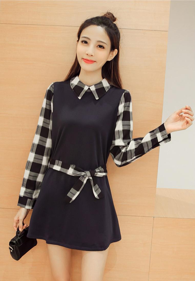 Đầm dài tay suông kèm dây cột eo DV23