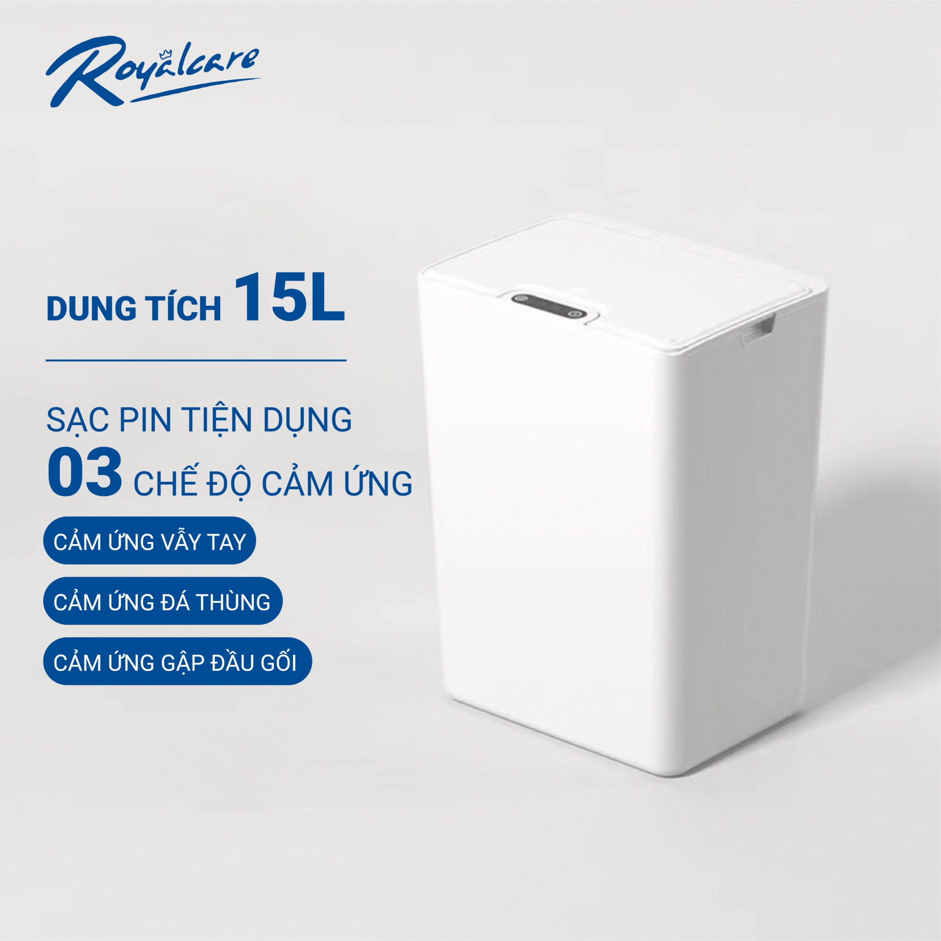 USB Thùng Rác Thông Minh Cảm Ứng Tự Động Đóng Mở Tiện Lợi Vệ Sinh An Toàn Royalcare