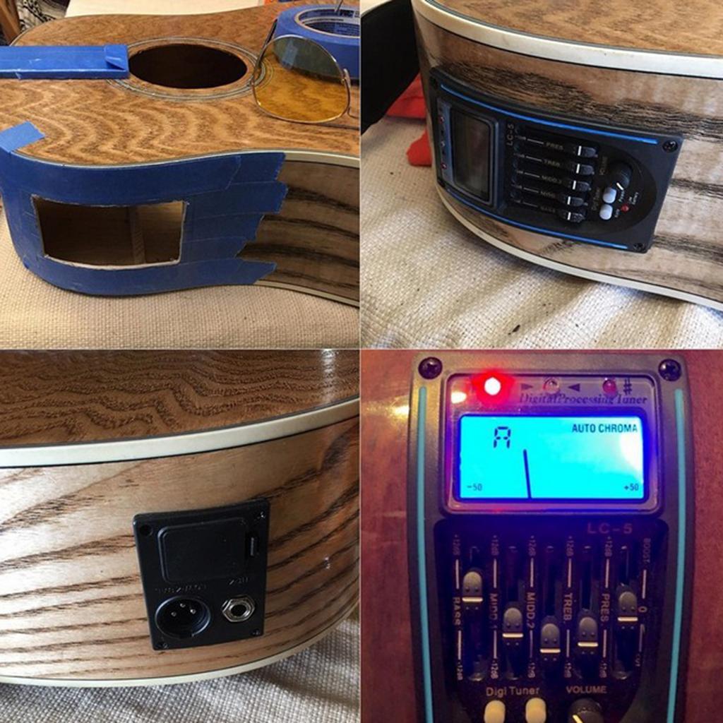 -band Acoustic Guitar Pickup Preamp w/ LCD Screen & Microphone
