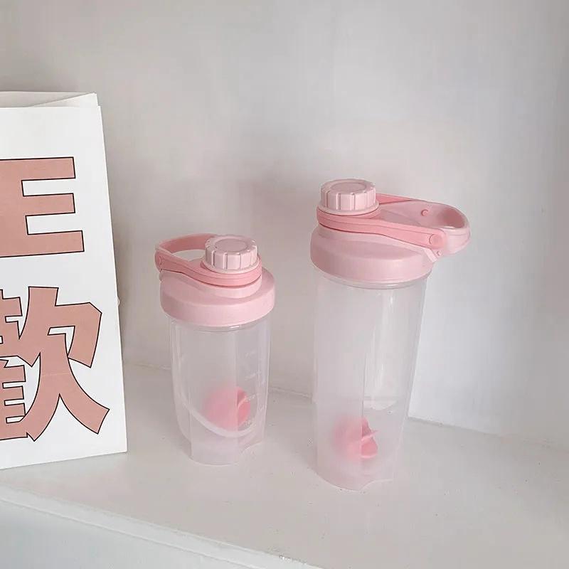 Bình Nước 500Ml/700ml Màu Trơn Dễ Thương Kèm Bóng Khuấy Tiện Dụng Cho Dã Ngoại