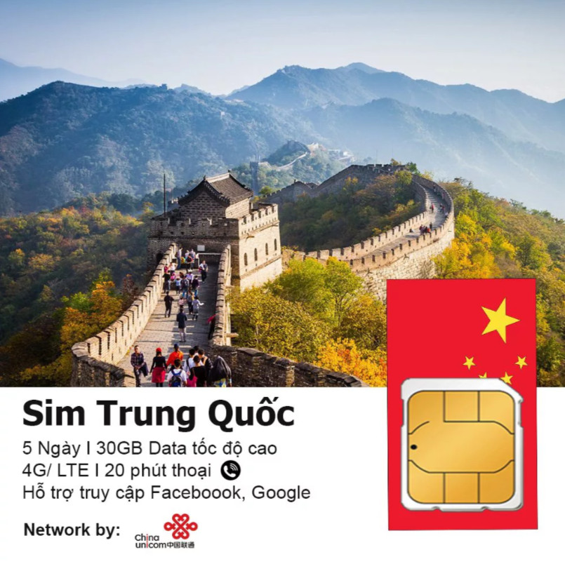 Sim du lịch Trung Quốc - Sim data 4G tốc độ cao, truy cập các mạng xã hội