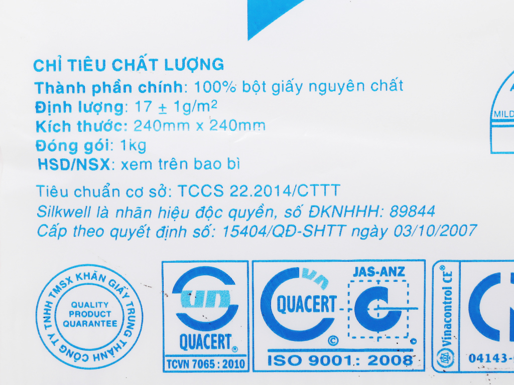 Giấy ăn cân Silkwell X240 xanh ngọc 1kg