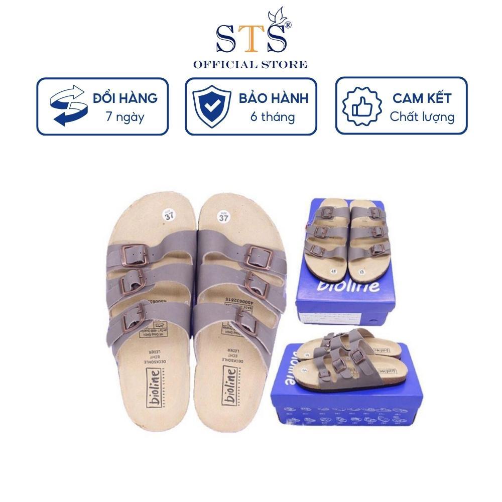 Dép Birken quai ngang đế trấu DA BÒ THẬT NGUYÊN TẤM xuất khẩu ST09 Dép cao cấp chống nước nhẹ đi biển đi chơi
