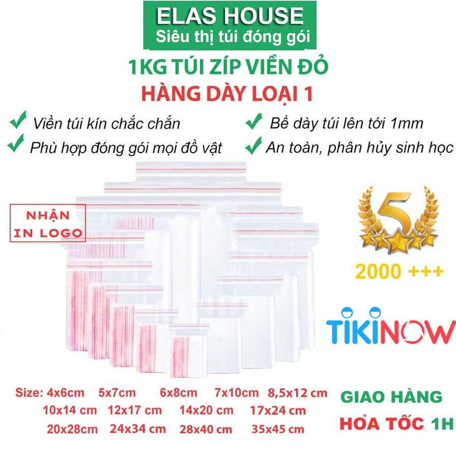 Túi zip viền đỏ loại dày 1kg túi zip chỉ đỏ túi zip mini đủ size