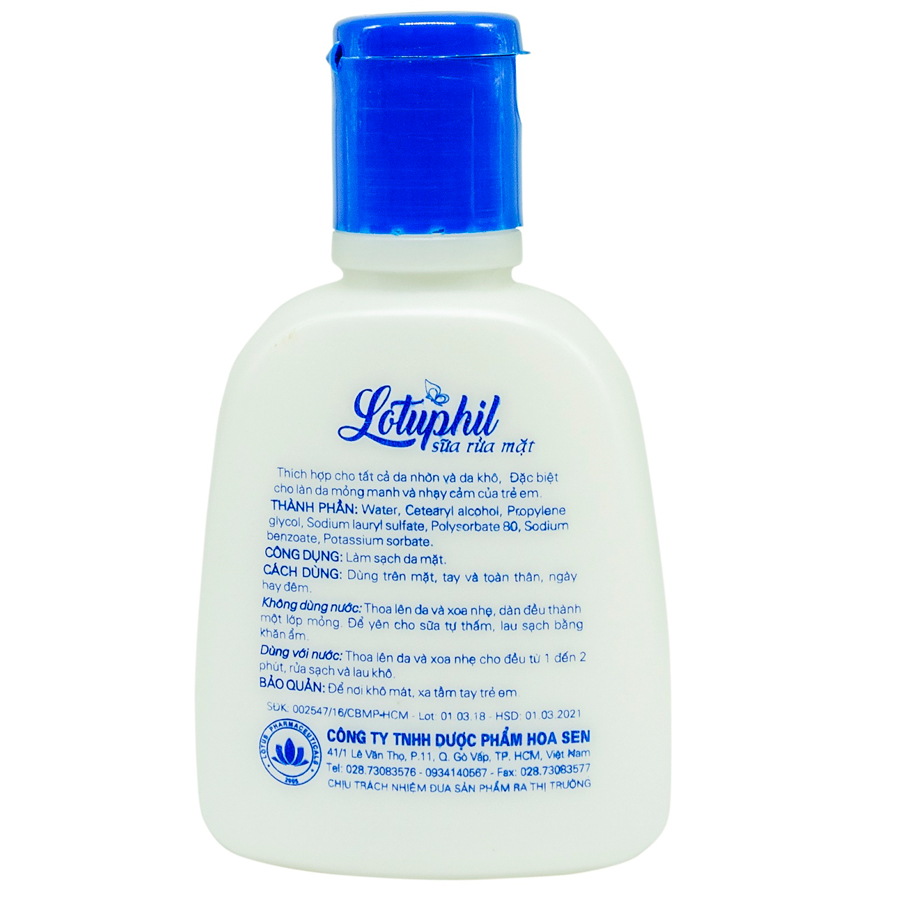 Sữa rửa mặt ngừa mụn Lotuphil 125ml - Hàng Chính Hãng hợp da nhờn, da khô, da nhạy cảm