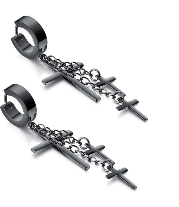 Bông Tai Nam Tòn Ten Thánh Giá Chất Liệu Thép Titan Ko Rỉ TT 1534 - 1 Cặp