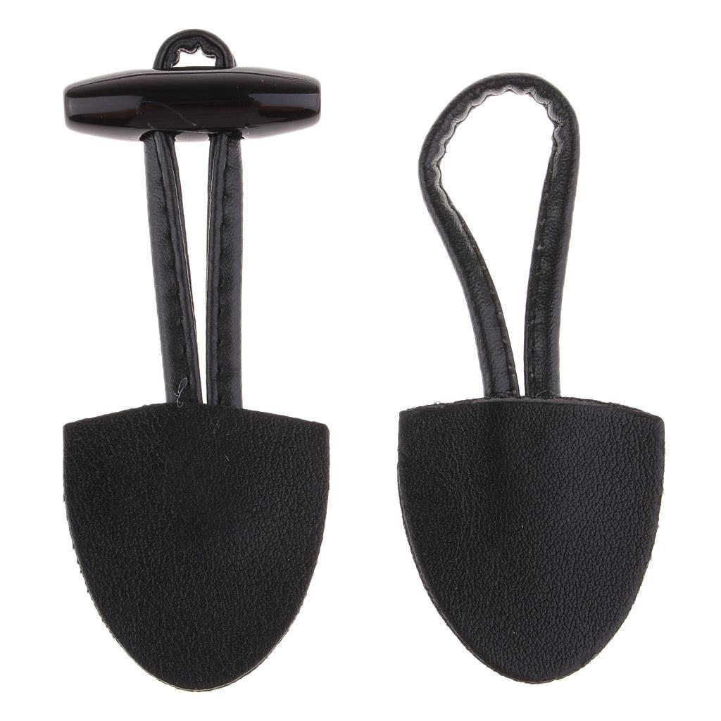 12 Pairs Retro Black Leather Horn Toggle