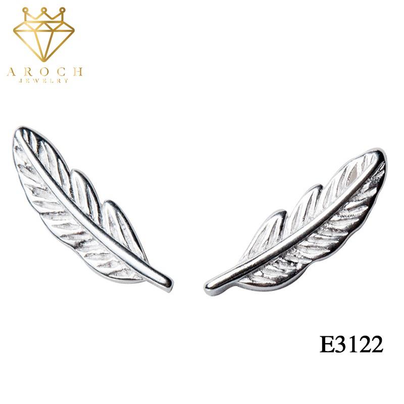 Khuyên tai bạc Ý s925 hình lá E3122 - AROCH Jewelry