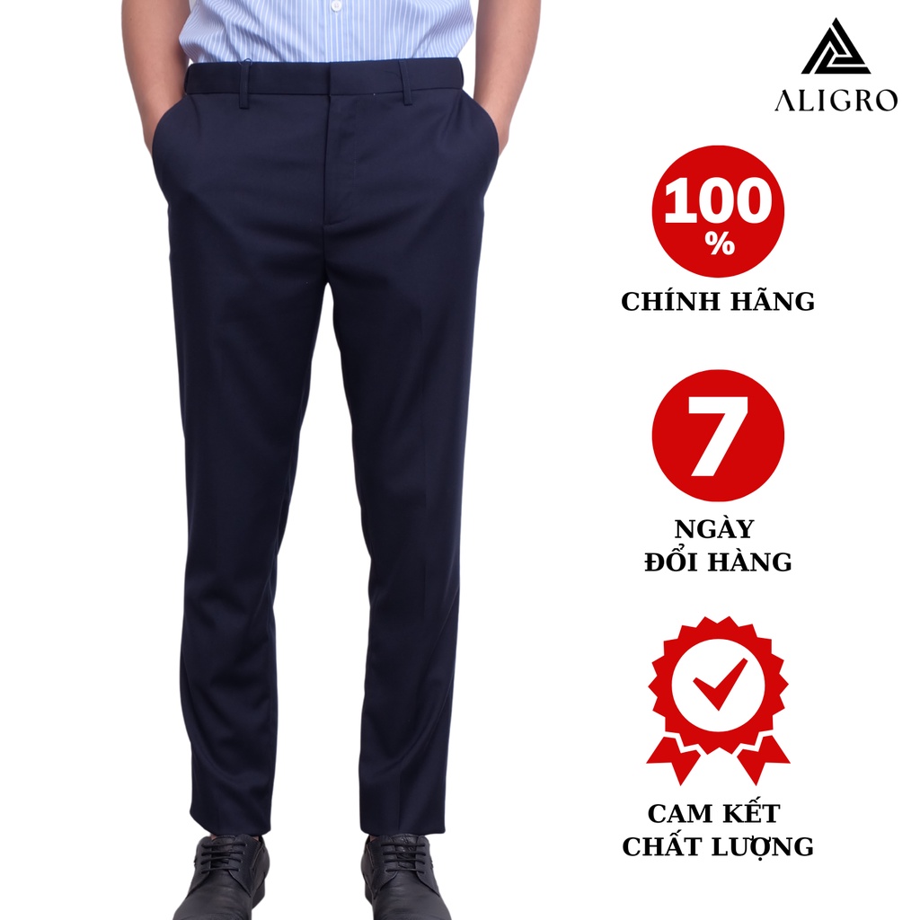 Quần âu nam ALIGRO màu xanh than form chuẩn slimfit, vải cotton cao cấp cực tôn dáng, lịch sự, ALGO1054