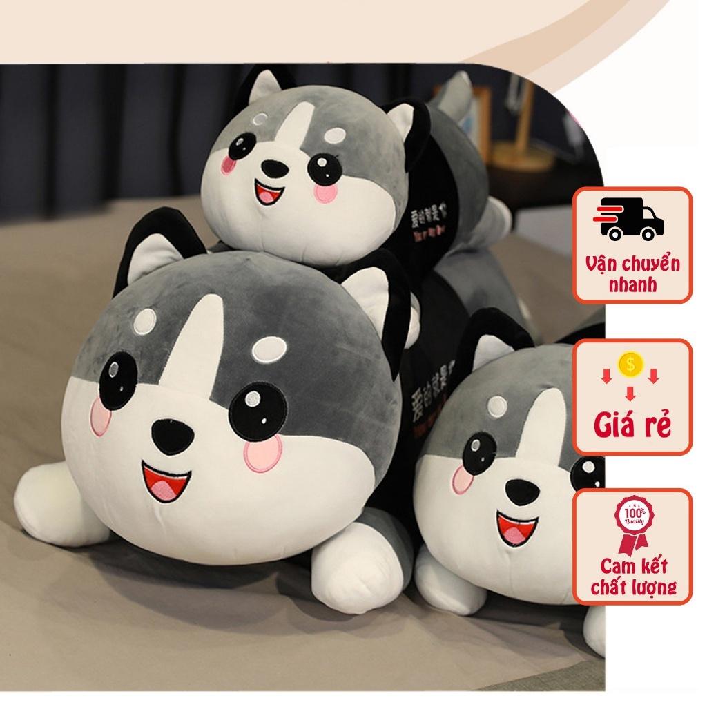 Gấu Bông Mèo Husky, Mèo Ngáo Size 1M5 Gấu Bông Mèo Mặc Áo Siêu To Khổng Lồ - Gối Ôm Mèo Alaska Vải Nhung