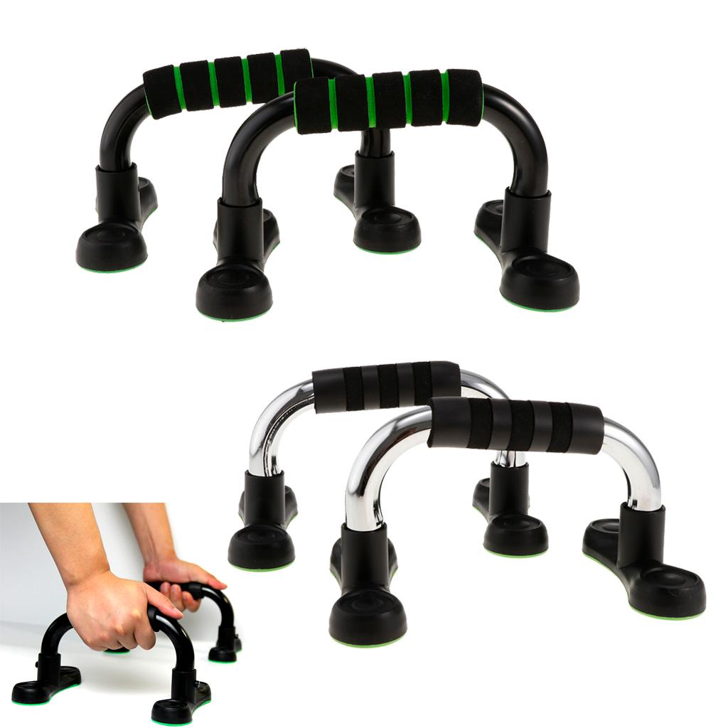 1 Pair Steel Push up Bars Chest Muscle Pushup Stands with Foam Grips Slivery