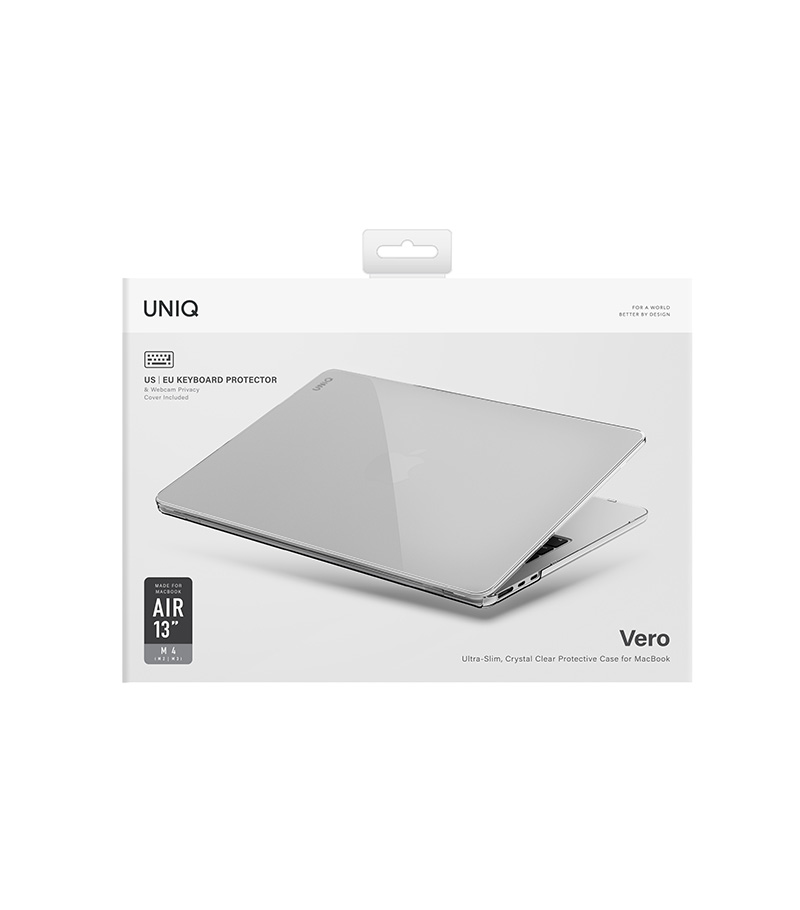 Ốp UNIQ VERO Cho MacBook Air 13inch M2-M5 (2022-2026) Trong Suốt Bảo Vệ Toàn Diện Tặng Kèm Phủ Phím Và Nắp Che Webcam Hàng Chính Hãng