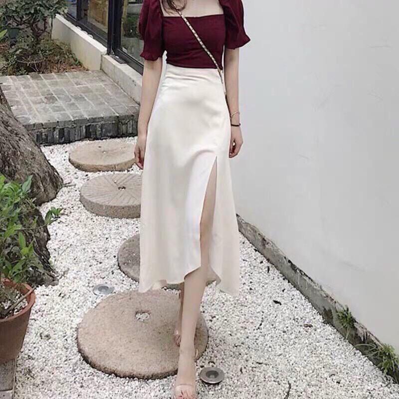 Sét bộ thời trang nữ kèm chân váy xẻ siêu hot