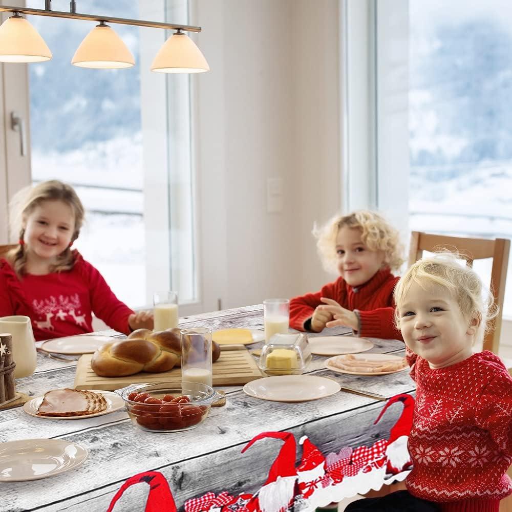 Khăn Trải Bàn Giáng Sinh Hình Chữ Nhật - Xám - Khăn Trải Bàn Giáng Sinh - Polyester Có Thể Giặt Được - Dành Cho Ngày Lễ, Bàn, 180 x 144 cm