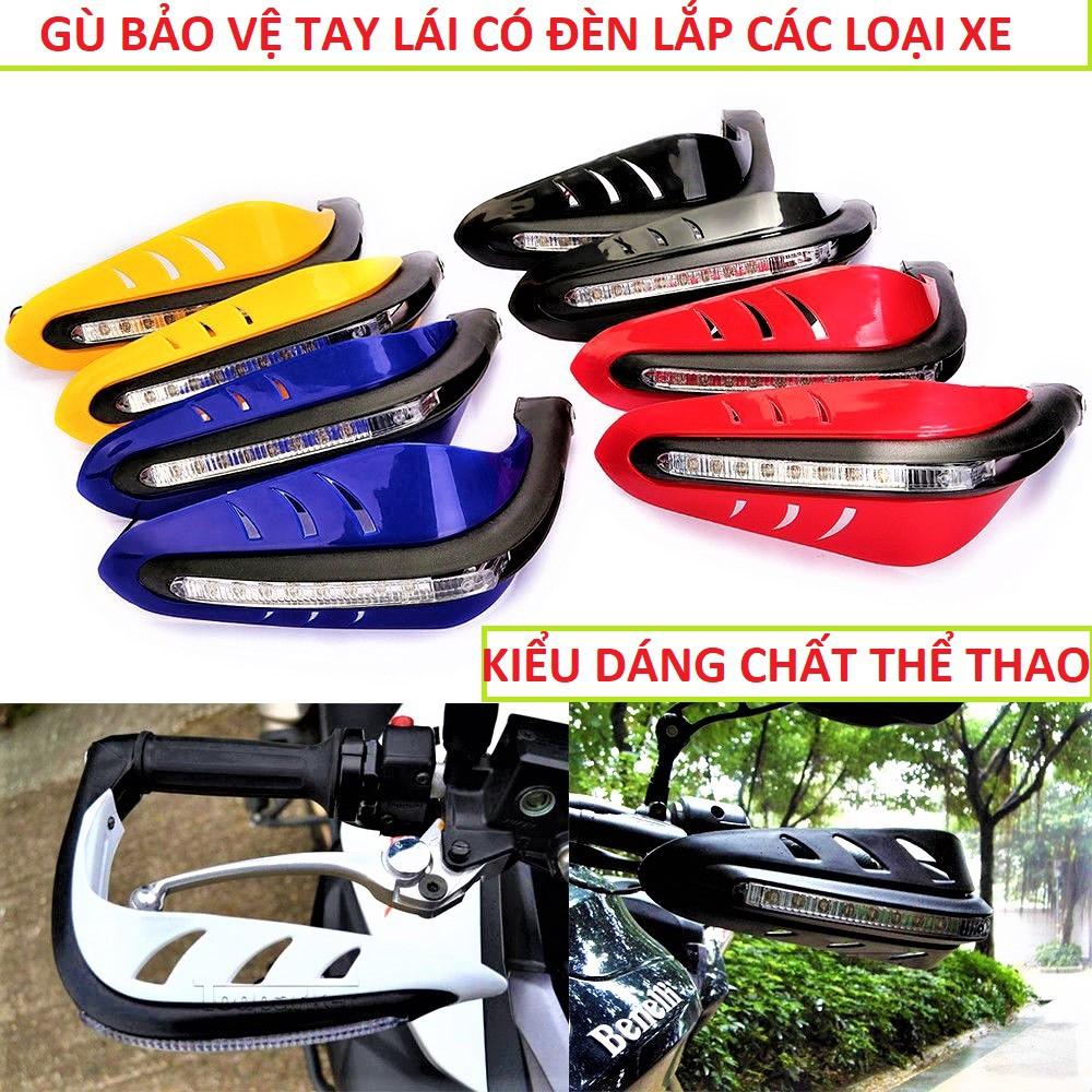 Gù chống đổ bảo vệ tay lái xe máy có đèn siêu ngầu hàng dày lắp các loại xe