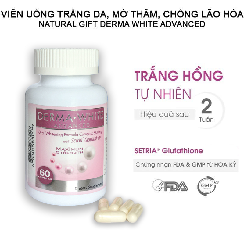 Viên uống trắng da DERMA WHITE ADVANCED - Glutathion 500mg
