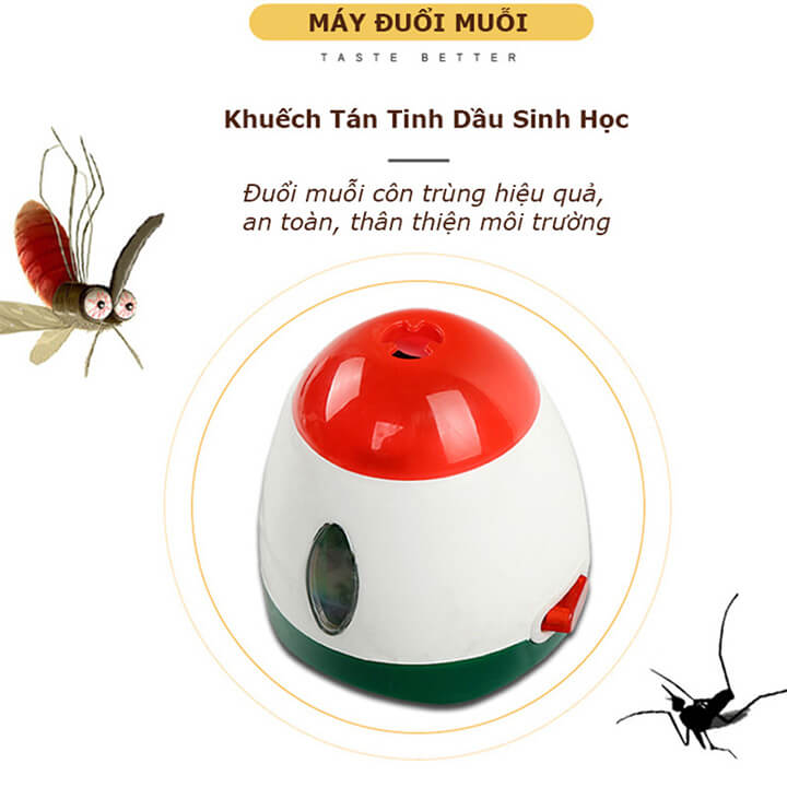 Máy xông tinh dầu đuổi muỗi công nghệ sinh học an toàn, máy bắt muỗi đuổi côn trùng - Tặng kèm lọ tinh dầu bắt muỗi 40ml