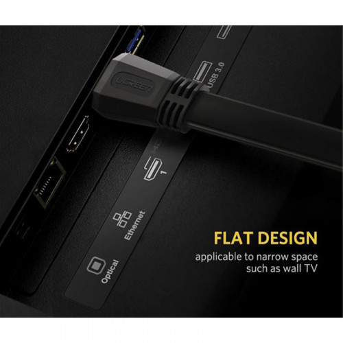 Cáp HDMI Dẹt 2m Lõi Đồng Hỗ Trợ 3D/4K Ugreen - Hàng chính hãng