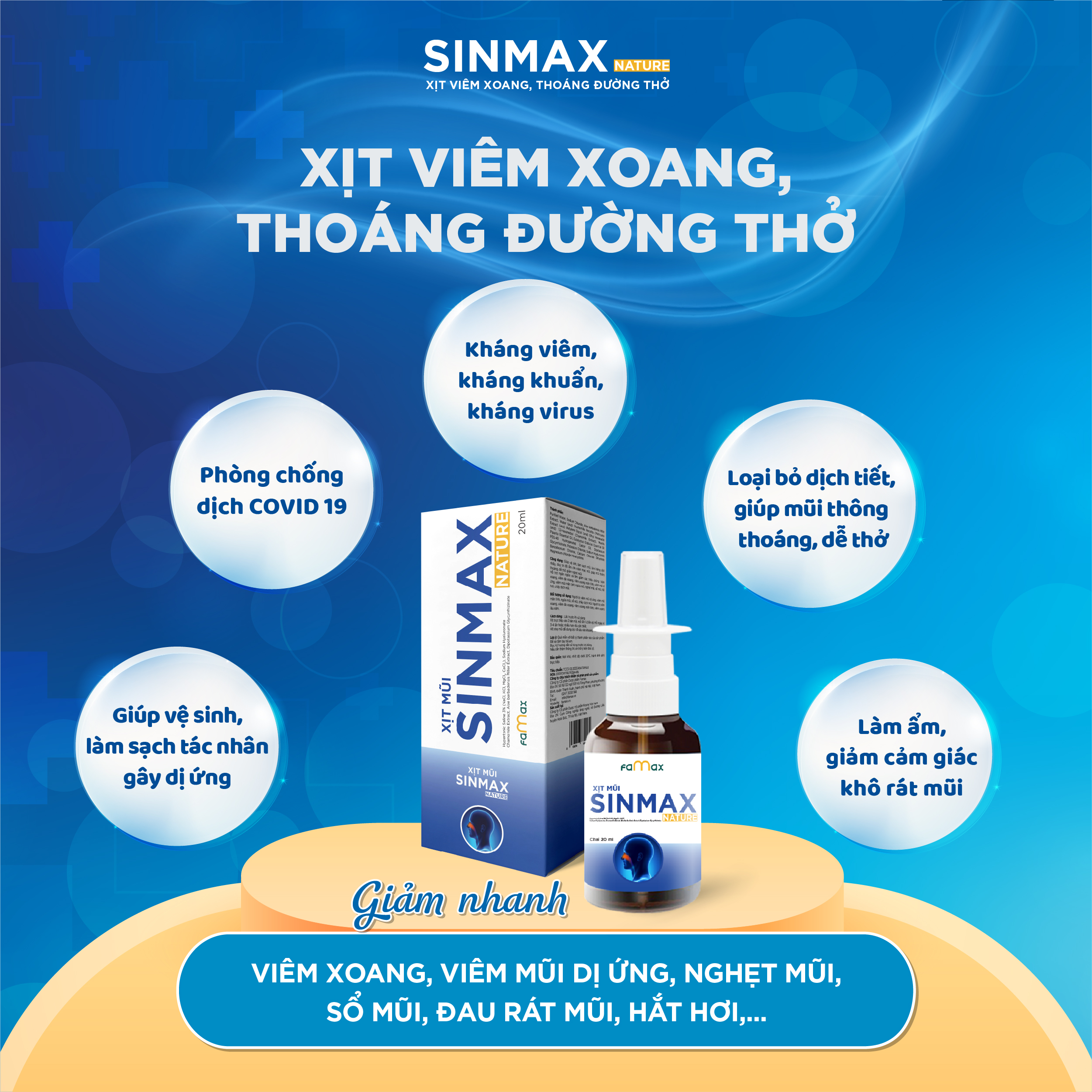 [FAMAX] Combo 2 xịt mũi Sinmax Kid 20ml dành cho trẻ nhỏ hỗ trợ giảm sổ, nghẹt mũi