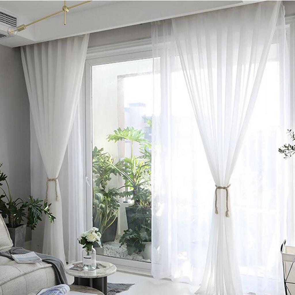2pcs Sheer Chiffon Voile Curtain Panel Drape for Patio Sliding Doors 55x94inch